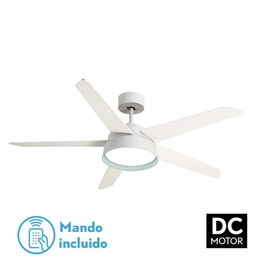 Ventilador de techo Fabrilamp Lebeche LED blanco haya 5 palas motor DC 3000-6000K Ø132cm 25W — vista 1