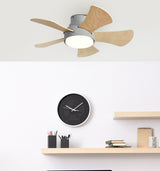 Ventilador de techo Fabrilamp Gregario LED gris blanco haya 5 palas motor DC 3000-6000K Ø82cm 25W — vista 4