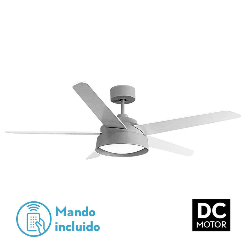 Ventilador de techo Fabrilamp Lebeche LED gris blanco haya 5 palas motor DC 3000-6000K Ø132cm 25W — vista 2