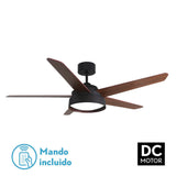Ventilador de techo Fabrilamp Lebeche LED marrón nogal roble 5 palas motor DC 3000-6000K Ø132cm 25W — vista 2