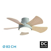 Ventilador de techo Fabrilamp Gregario LED verde blanco haya 5 palas motor DC 3000-6000K Ø82cm 25W — vista 1