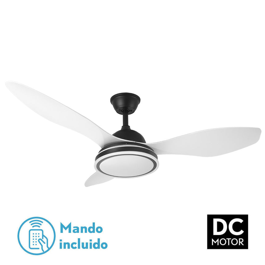 Ventilador de techo Fabrilamp Datoo LED negro blanco 3 palas motor DC 3000-6000K Ø122cm 48W — vista 1