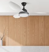 Ventilador de techo Fabrilamp Datoo LED negro blanco 3 palas motor DC 3000-6000K Ø122cm 48W — vista 4