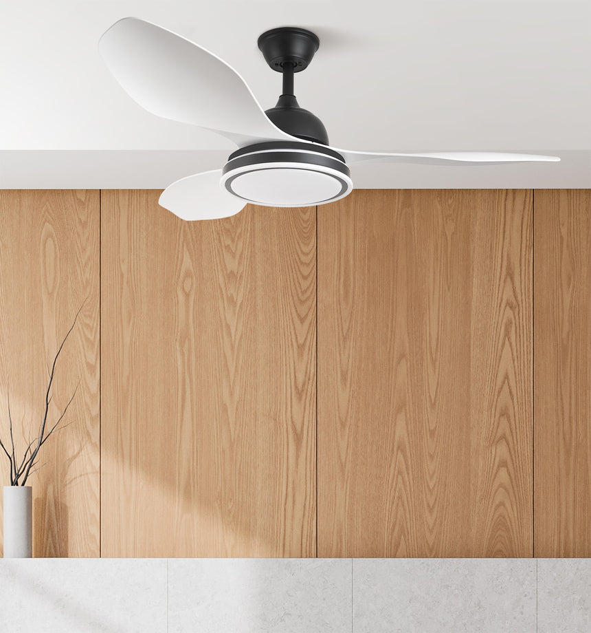 Ventilador de techo Fabrilamp Datoo LED negro blanco 3 palas motor DC 3000-6000K Ø122cm 48W — vista 4