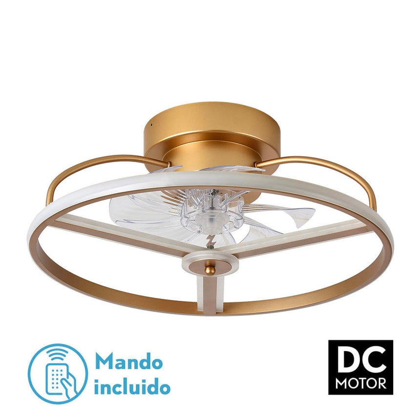 Ventilador de techo con luz Fabrilamp Bora LED dorado 8 palas motor DC Ø50cm 60W — vista 1