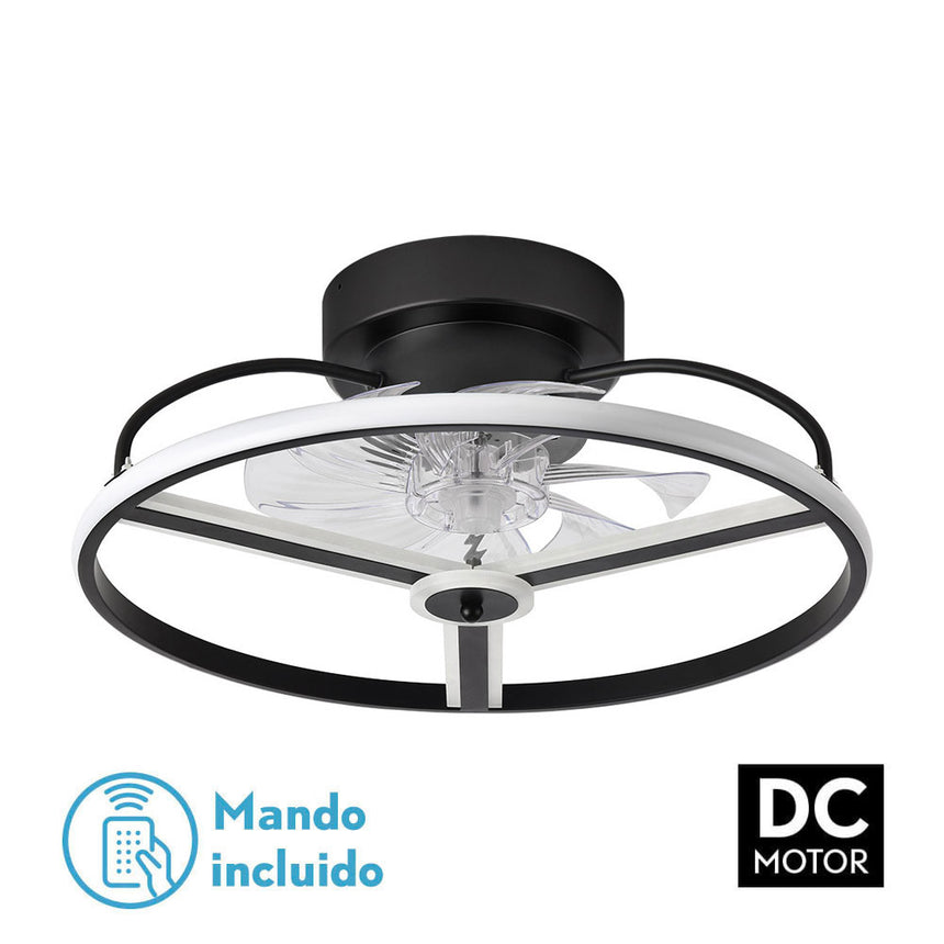 Ventilador de techo con luz Fabrilamp Bora LED negro 8 palas motor DC Ø50cm 60W — vista 1