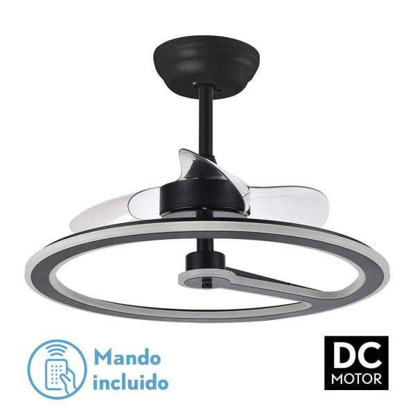 Ventilador de techo con luz Fabrilamp Chom LED negro 3 palas motor DC Ø62cm 110W 182891309