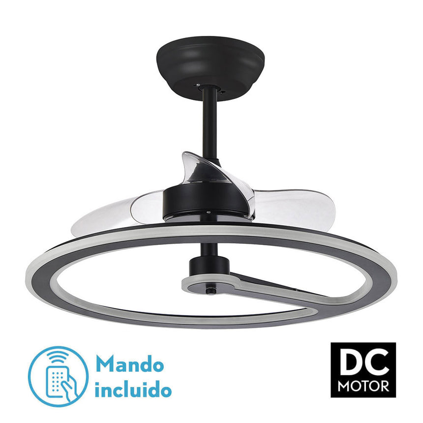 Ventilador de techo con luz Fabrilamp Chom LED negro 3 palas motor DC Ø62cm 110W — vista 1