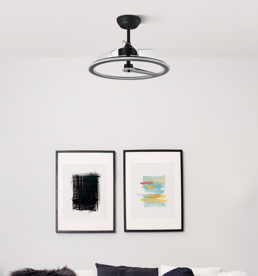 Ventilador de techo con luz Fabrilamp Chom LED negro 3 palas motor DC Ø62cm 110W — vista 4