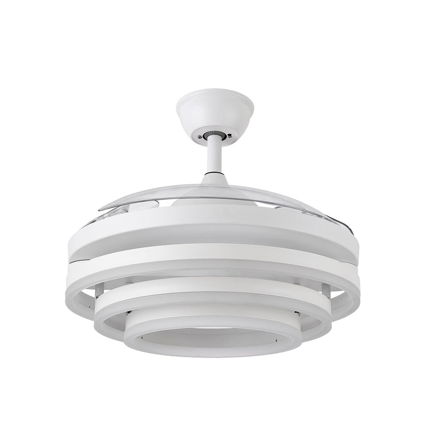 Ventilador de techo retráctil Fabrilamp Kai LED blanco 3 palas motor DC 3000-6000K Ø107cm 72W — vista 3