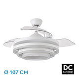 Ventilador de techo retráctil Fabrilamp Kai LED blanco 3 palas motor DC 3000-6000K Ø107cm 72W — vista 1