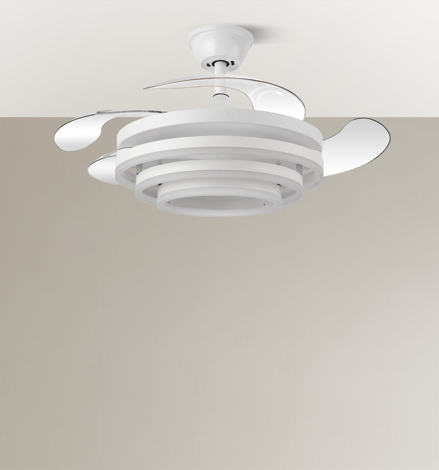 Ventilador de techo retráctil Fabrilamp Kai LED blanco 3 palas motor DC 3000-6000K Ø107cm 72W — vista 7
