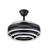 Ventilador de techo retráctil Fabrilamp Kai LED negro 3 palas motor DC 3000-6000K Ø107cm 72W — vista 3