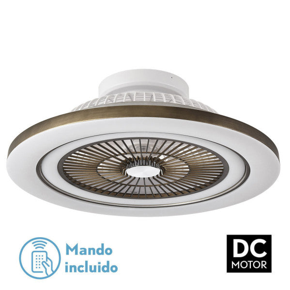 Ventilador de techo Fabrilamp Mato cuero 5 aspas luz LED