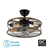 Ventilador de techo con luz Fabrilamp Arcadia LED negro marrón 8 palas motor DC Ø50cm — vista 1