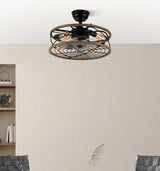 Ventilador de techo con luz Fabrilamp Arcadia LED negro marrón 8 palas motor DC Ø50cm — vista 3
