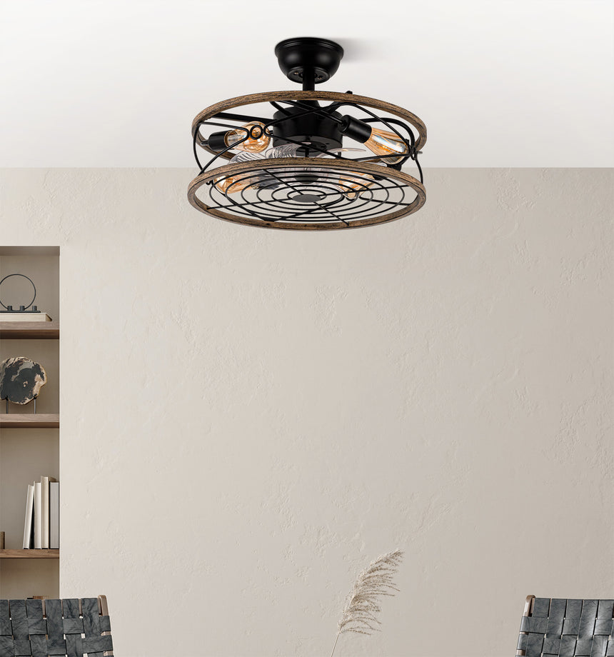 Ventilador de techo con luz Fabrilamp Arcadia LED negro marrón 8 palas motor DC Ø50cm — vista 3