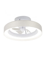Ventilador de techo retráctil con luz AJP Arco LED blanco algodón crudo 5 palas 3000-6500K Ø50cm 40W 16032