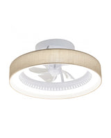 Ventilador de techo retráctil con luz AJP Arco LED blanco algodón crudo 5 palas 3000-6500K Ø50cm 40W 16032