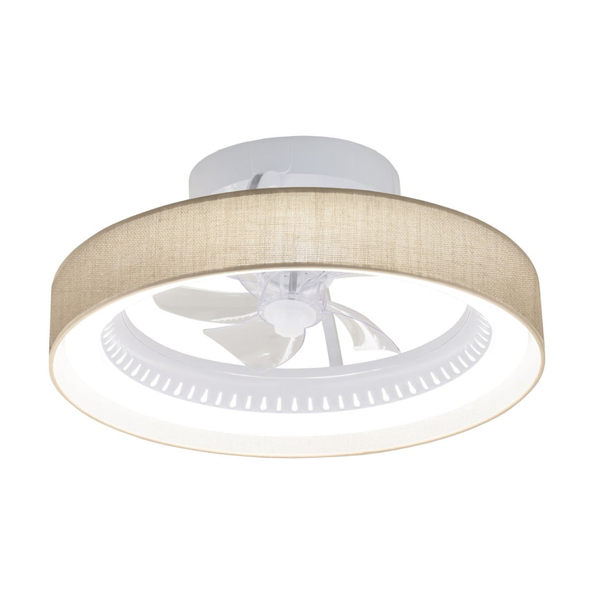 Ventilador de techo con luz AJP Arco LED blanco lino tostado 5 palas 3000-6500K Ø50cm 40W 16031 — vista 2