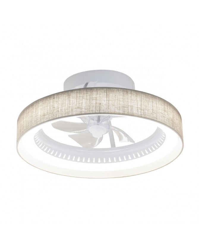 Ventilador de techo con luz AJP Arco LED blanco lino tostado 5 palas 3000-6500K Ø50cm 40W 16031