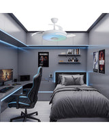 Ventilador de techo retráctil con luz AJP Auron LED blanco 3 palas 3000-6500K Ø50cm 54W 16019