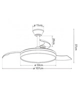 Ventilador de techo retráctil con luz AJP Auron LED negro 3 palas 3000-6500K Ø50cm 54W 16020