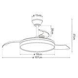 Ventilador de techo retráctil con luz AJP Auron LED negro 3 palas 3000-6500K Ø50cm 54W 16020 — vista 3