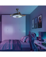 Ventilador de techo retráctil con luz AJP Auron LED negro 3 palas 3000-6500K Ø50cm 54W 16020