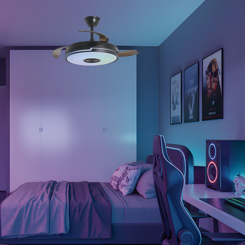 Ventilador de techo retráctil con luz AJP Auron LED negro 3 palas 3000-6500K Ø50cm 54W 16020 — vista 2