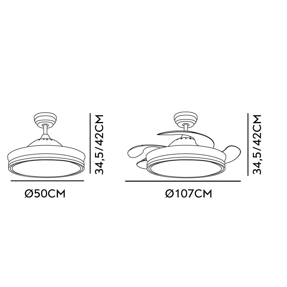 Ventilador de techo retráctil Fabrilamp Bayomo LED blanco 4 palas motor DC 3000-6000K Ø107cm 59W — vista 4