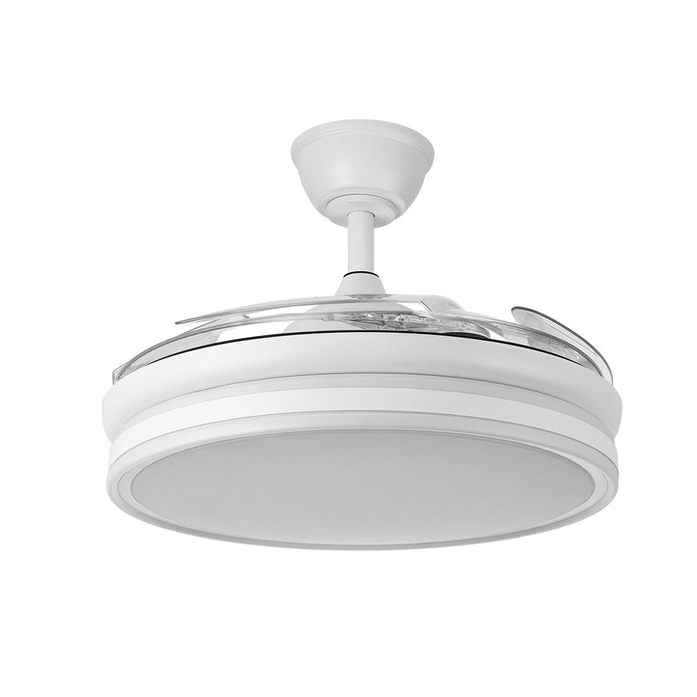 Ventilador de techo retráctil Fabrilamp Bayomo LED blanco 4 palas motor DC 3000-6000K Ø107cm 59W — vista 3