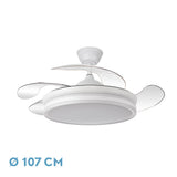 Ventilador de techo retráctil Fabrilamp Bayomo LED blanco 4 palas motor DC 3000-6000K Ø107cm 59W — vista 1