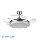 Ventilador de techo retráctil Fabrilamp Bayomo LED níquel 4 palas motor DC 3000-6000K Ø107cm 59W — vista 1