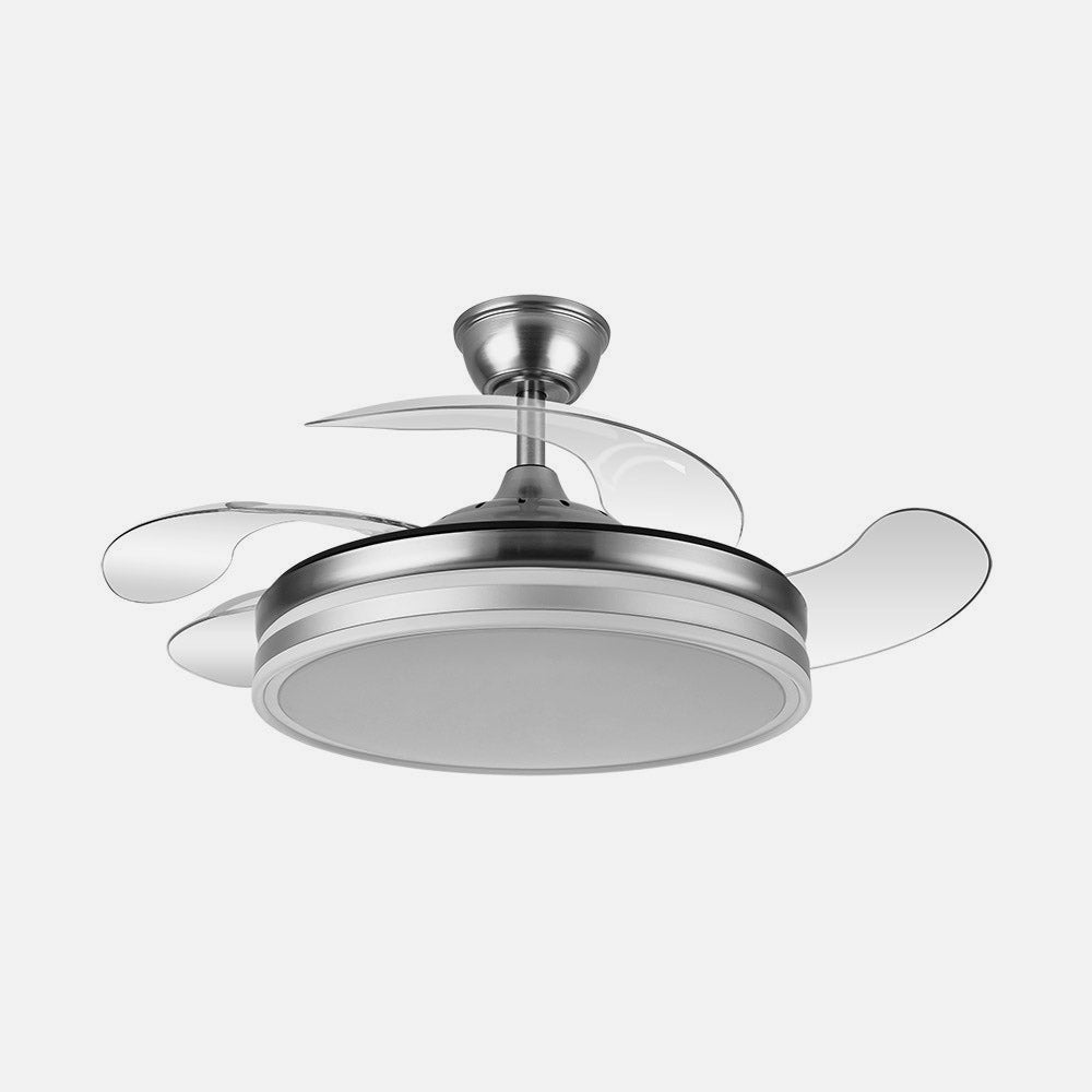 Ventilador de techo retráctil Fabrilamp Bayomo LED níquel 4 palas motor DC 3000-6000K Ø107cm 59W — vista 2