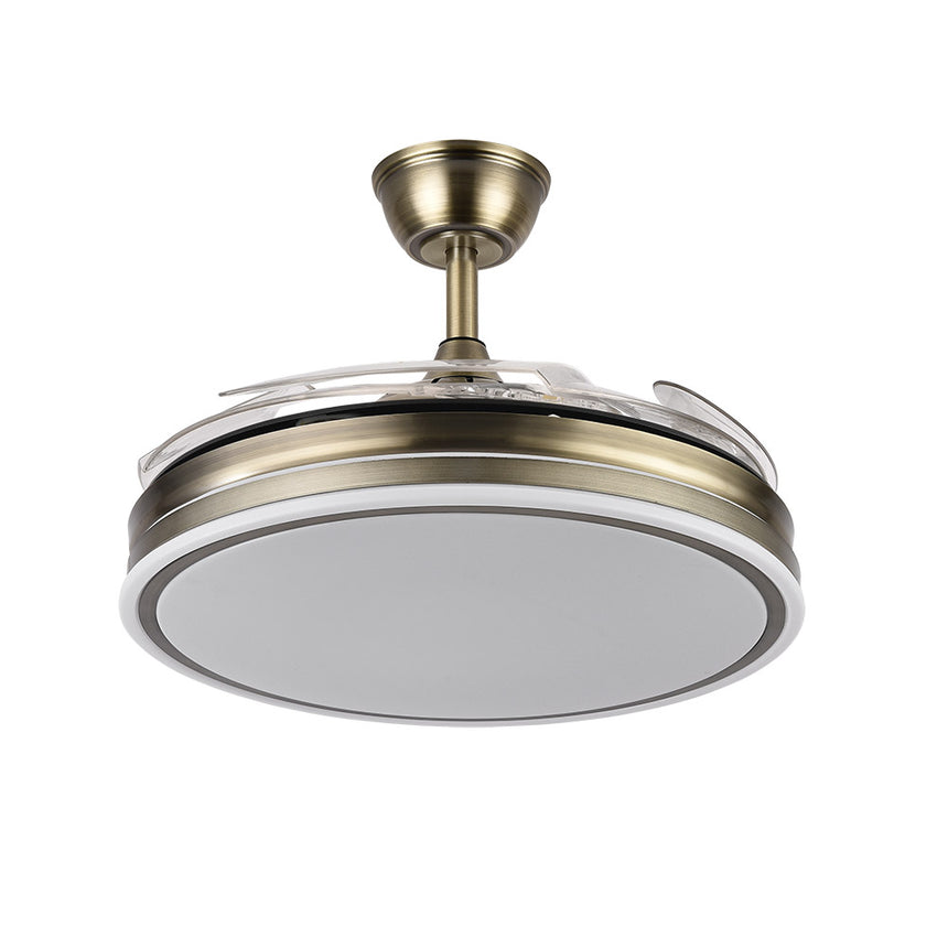 Ventilador de techo retráctil Fabrilamp Bayomo LED cuero 4 palas motor DC 3000-6000K Ø107cm 59W — vista 3