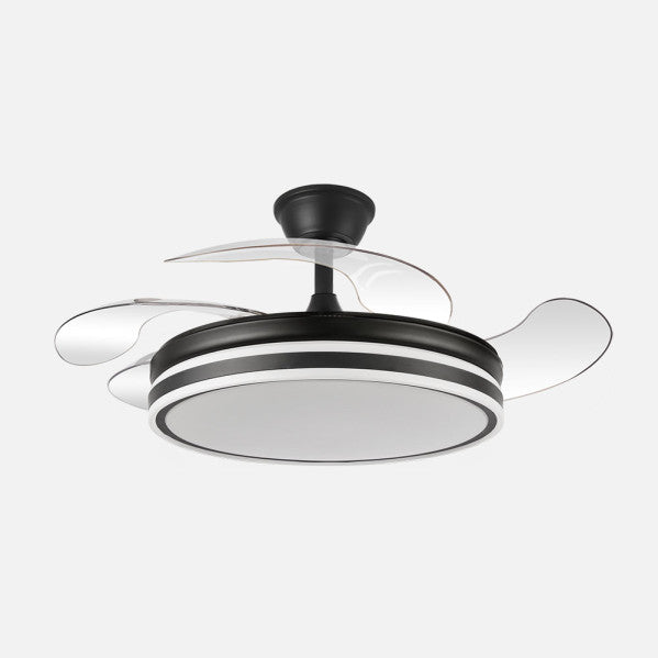 Ventilador de techo retráctil Fabrilamp Bayomo LED negro 4 palas motor DC Ø107cm 59W 142591409