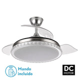 Ventilador de techo retráctil Fabrilamp Biliku LED níquel 3 palas motor DC 3000-6000K Ø107cm 59W — vista 1