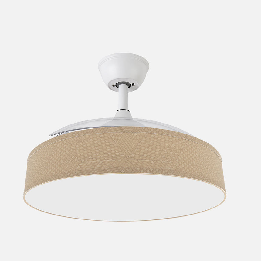 Ventilador de techo retráctil Fabrilamp Boga LED blanco beis 3 palas motor DC 3000-6000K Ø108cm 72W — vista 2