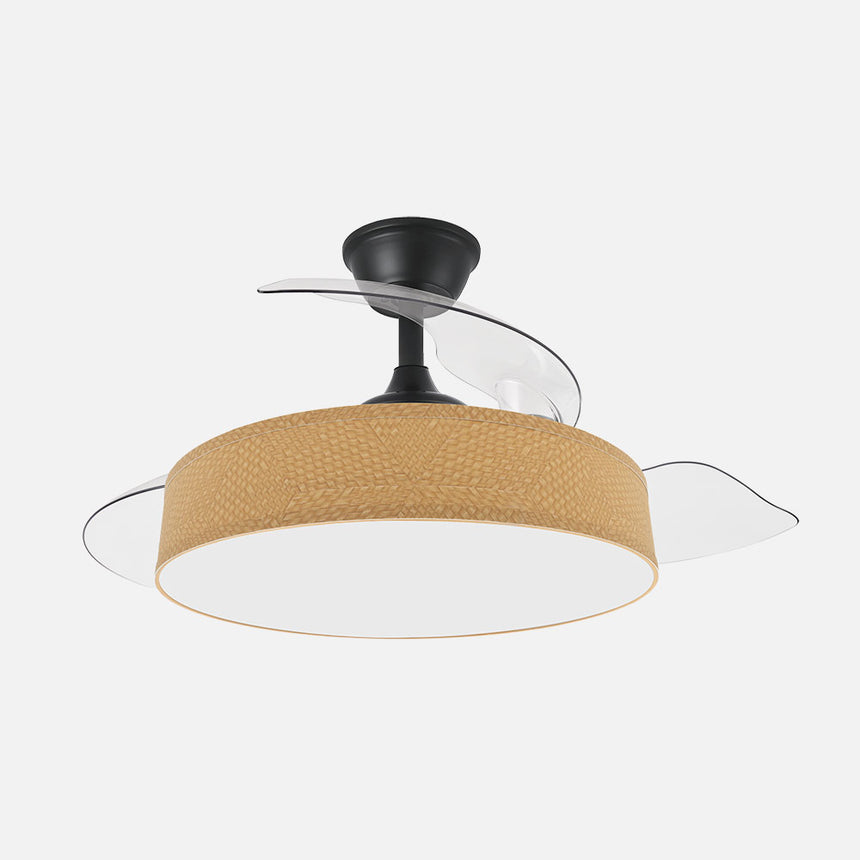 Ventilador de techo retráctil Fabrilamp Boga LED negro amarillo 3 palas motor DC 3000-6000K Ø108cm — vista 1