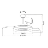 Ventilador de techo retráctil con luz AJP Bribón LED blanco 3 palas 3000-6500K Ø50cm 68W 16021 — vista 3