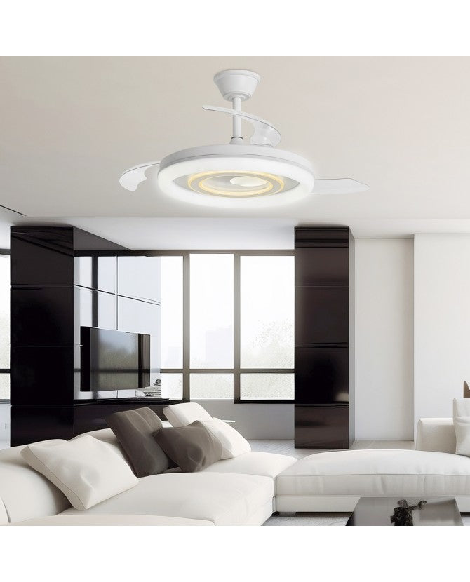 Ventilador de techo retráctil con luz AJP Bribón LED blanco 3 palas 3000-6500K Ø50cm 68W 16023