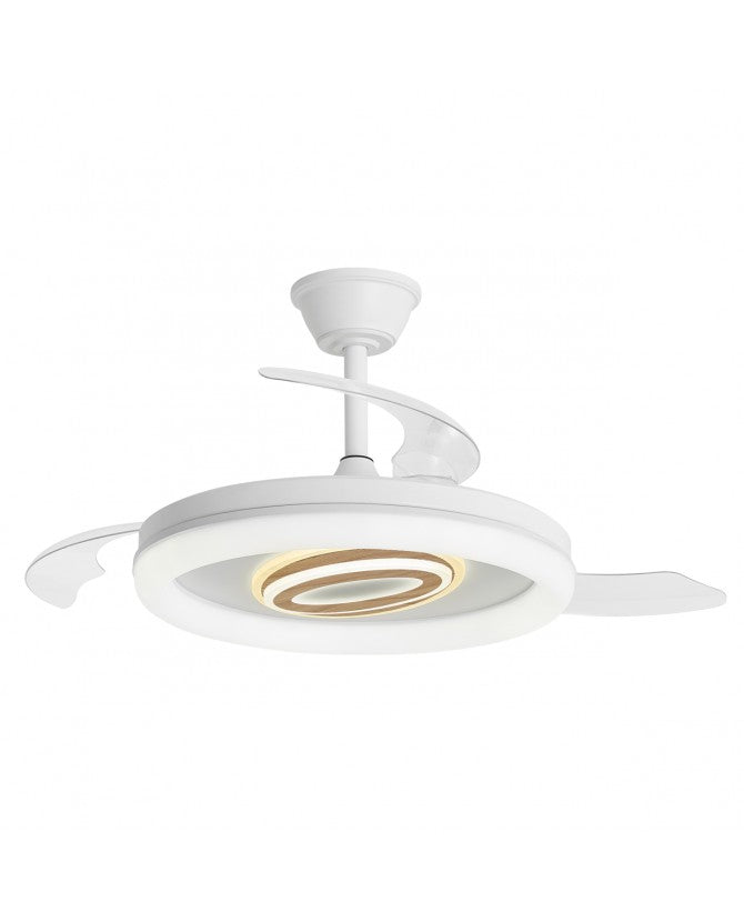 Ventilador de techo retráctil con luz AJP Bribón LED blanco 3 palas 3000-6500K Ø50cm 68W 16021