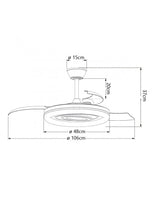 Ventilador de techo retráctil con luz AJP Bribón LED blanco madera 3 palas 3000-6500K Ø50cm 68W 16022