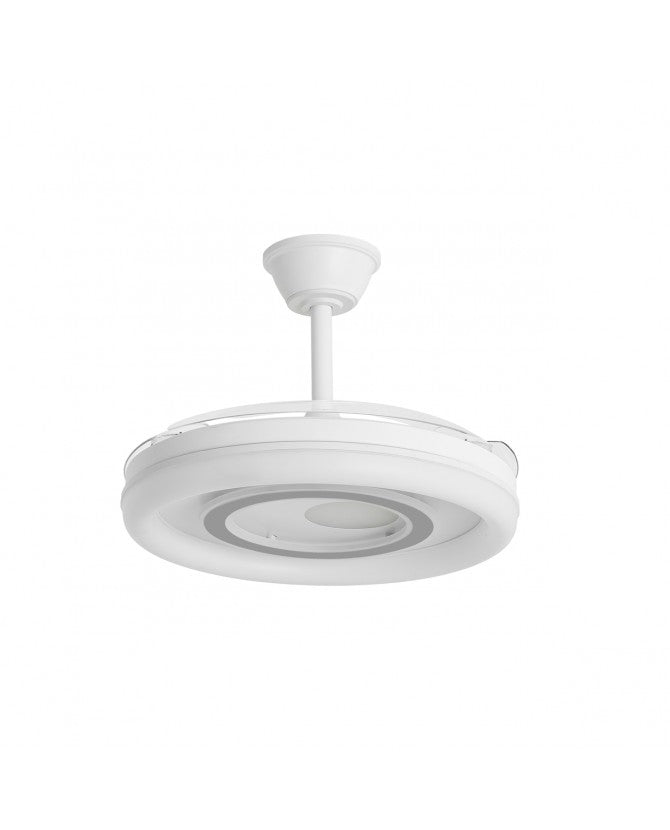 Ventilador de techo retráctil con luz AJP Bribón LED blanco plata 3 palas 3000-6500K Ø50cm 68W 16024