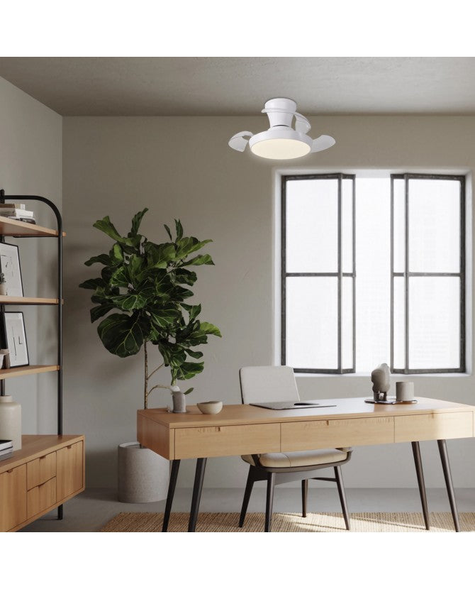 Ventilador de techo retráctil con luz AJP Cabrio LED blanco 3 palas 3000-6500K Ø30cm 18W 16027