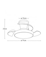 Ventilador de techo retráctil con luz AJP Cabrio LED blanco 3 palas 3000-6500K Ø30cm 18W 16027