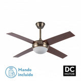 Fabrilamp Ciro Ventilador Dc 2xe27 Cuero 4 Asp.rev. Cerezo/nogal 35/45x116,8d Remoto Y Temporizador 159092436