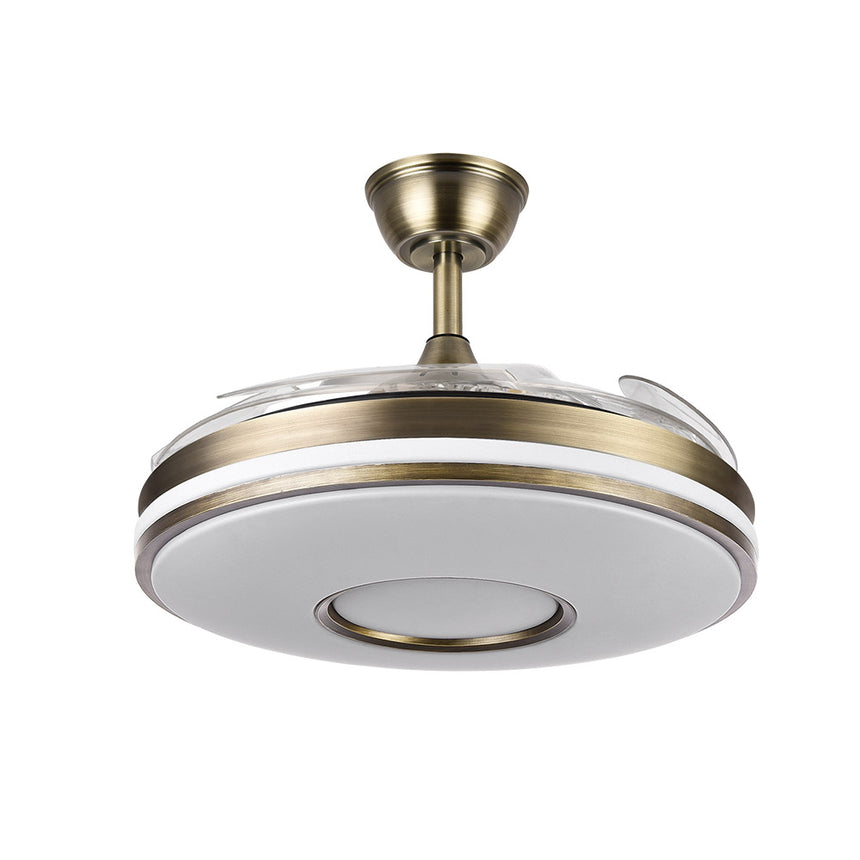 Ventilador de techo retráctil Fabrilamp Dani LED cuero 4 palas motor DC 3000-6500K Ø106cm 59W — vista 2