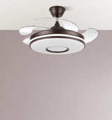 Ventilador de techo retráctil Fabrilamp Dani LED marrón 4 palas motor DC 3000-6500K Ø106cm 59W — vista 4
